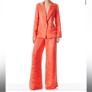 Alice + Olivia Vibrant Coral Wide Leg Pantsuit